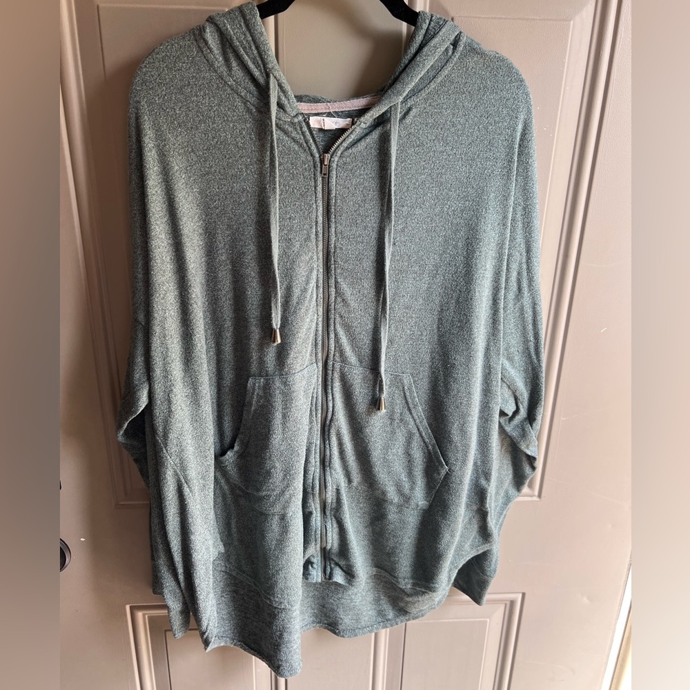 Green Zip Up Hoodie Sweater XXL